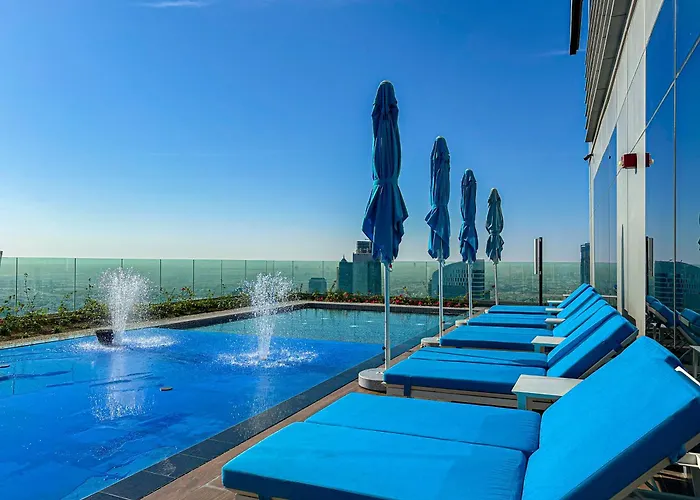 Best Burj Khalifa View Balcony Apartment With 64Th Floor Infinity Pool In Paramount Hotel Midtown